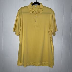 Peter Millar Men’s Summer Comfort Striped Yellow Golf Polo Shirt Size Medium